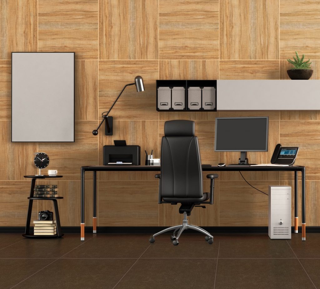 Black and orange home office