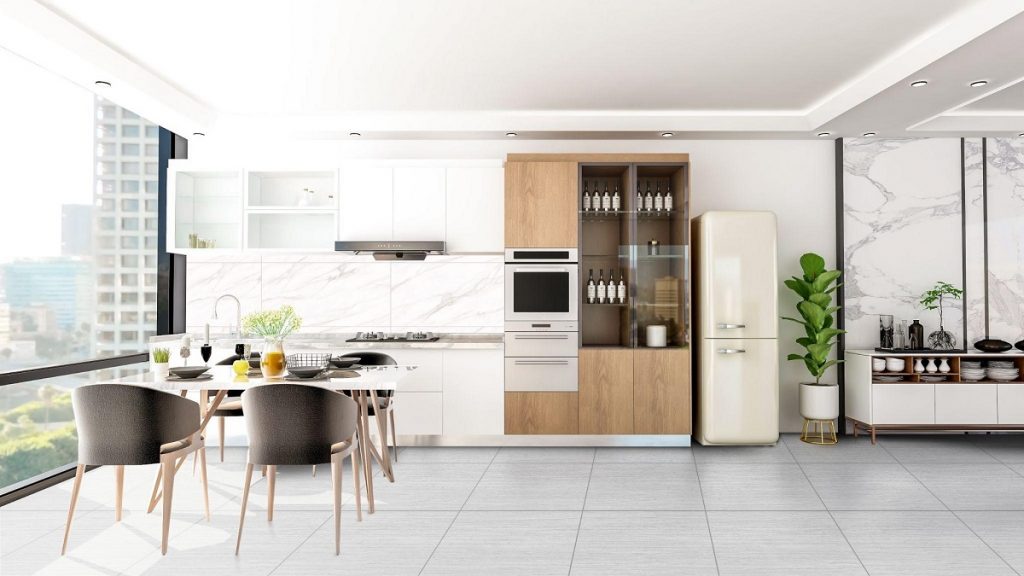 Brighten up your kitchen with neutral tiles