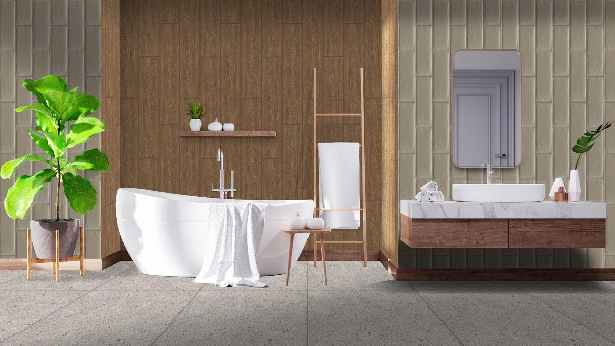 Design your bathroom with earth-colored tiles