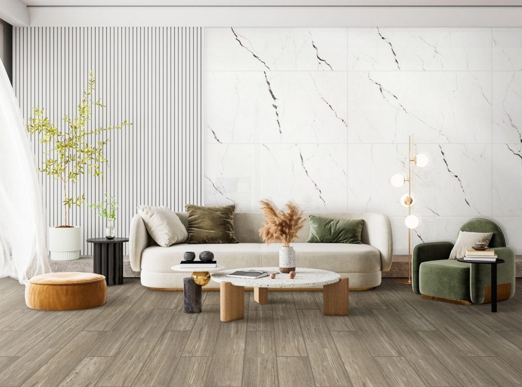 Elevate with marble-style tiles